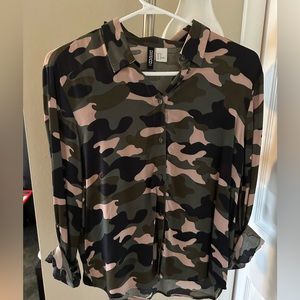 Casual Button down shirt - blouse - army